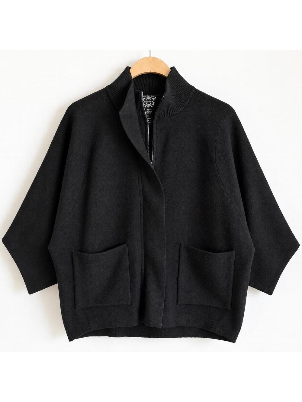 Anthropologie Oliver.O Women’s Small Black Oversized Knit Zip Jacket Dolman